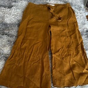 Elegant Linen Tan Wide-Leg Pants